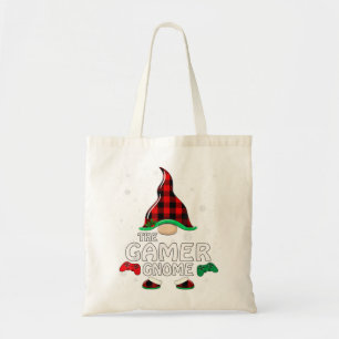 Tote Bag Gamer Gnome Buffalo Plaid Matching Family Christma