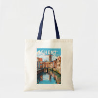 Gand Belgique Travel Art Vintage