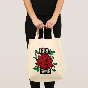 Tote Bag Gang de filles badge de mode à patch rose rouge
