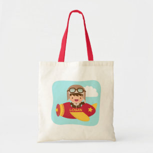 Tote Bag Garçon Aviateur Mignon Aventure en Avion Pour Enfa