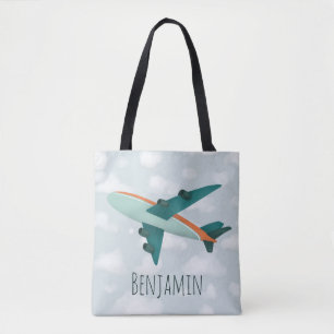 Tote Bag Garçon Moderne et Bleu mignon Avion Enfants