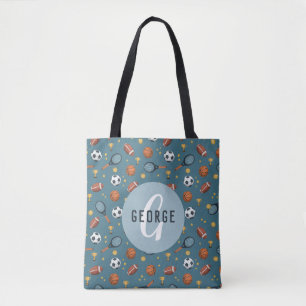 Tote Bag Garçons Bleu Bleu Basketball Sports Enfants
