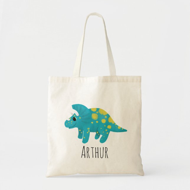 Tote Bag Garçons Bleu Bleu Dinosaure Cartoon Enfants (Devant)
