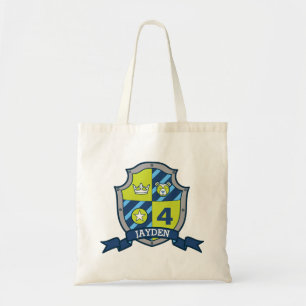 Tote Bag Garçons enfants chevalier nom de l'écu vert bleu