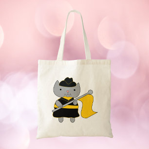 Tote Bag Garde de couleur Grise Chat Noir Jaune