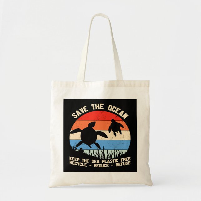 Tote Bag Garder La Mer Plastique Recycler Gratuitement Écon (Devant)