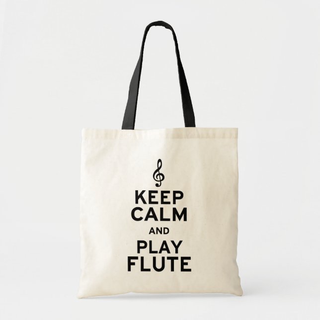 Tote Bag Gardez le calme et jouez à la flute (Devant)