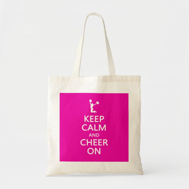 Tote Bag Gardez le calme et l'acclamation dessus, rose de (Devant)