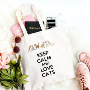 Tote Bag Gardez le calme et l'amour chats