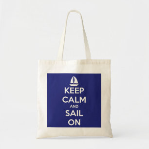 Tote Bag Gardez le calme et naviguez sur le bleu