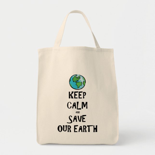Tote Bag Gardez le calme et sauvez notre terre (Devant)