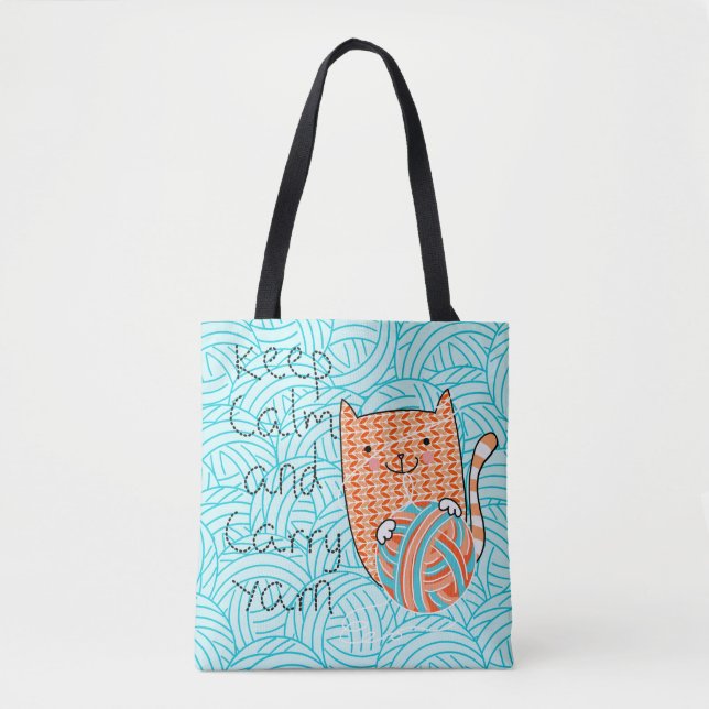 Tote Bag Gardez le calme et transportez du fil Fourre-tout (Devant)