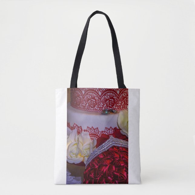 Tote Bag Gâteau, bouquet et anneaux de 1304 Mariages (Devant)