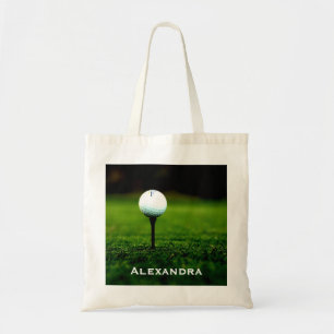 Tote Bag Gazon d'herbe verte et boule de golf/pièce en t,
