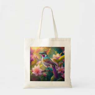 Tote Bag Geai arc-en-ciel à crête orange, oiseau de fantais
