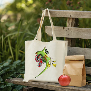 Tote Bag Gecko Tribal Lavande Vert Rouge