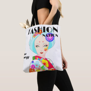 Tote Bag Geisha avec Fleurs Pop Art