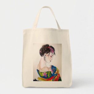 Tote Bag Geisha japonais avec kimono bleu