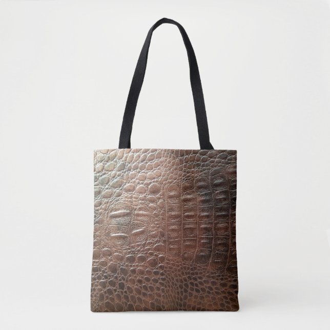 Tote Bag Genuine leather texture backgroundr close-up, embo (Devant)