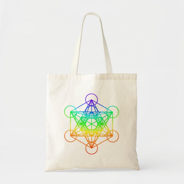 Tote Bag Géométrie sacrée Cube de Metatron en couleurs arc- (Devant)