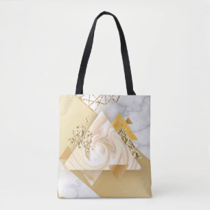 Tote Bag Géométrique dorée de luxe avec patte transparente