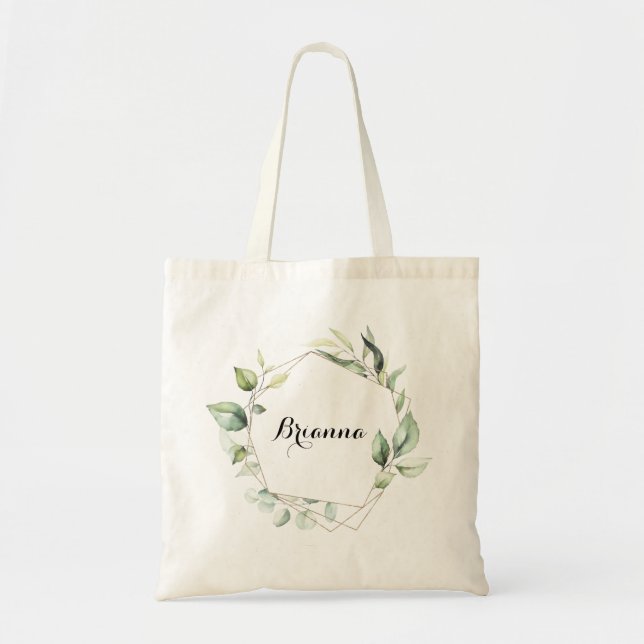 Tote Bag Géométrique Élégante Verdure Or Bridesmaid (Devant)