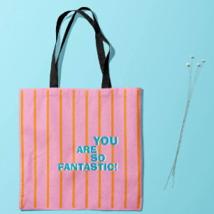 Tote Bag Géométrique, Orange-Rose, Message d'appréciation
