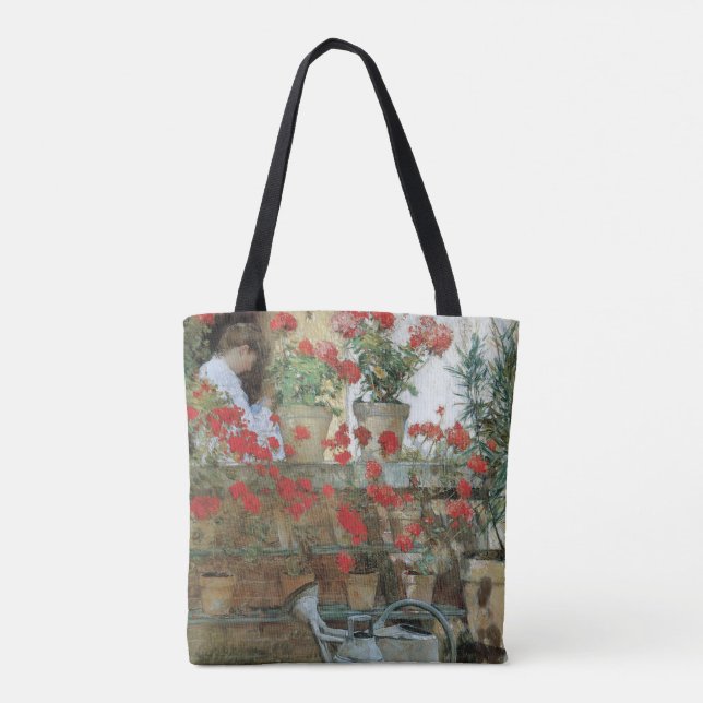 Tote Bag Geraniums par Childe Hassam, Impressionnisme Vinta (Dos)