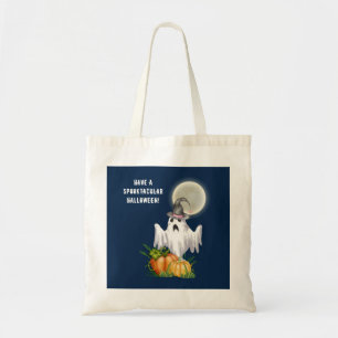 Tote Bag Ghost Trick or Treat   Spooktacular Halloween