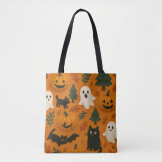 Tote Bag Ghosts et Citrouilles mignons | Couverture en pola