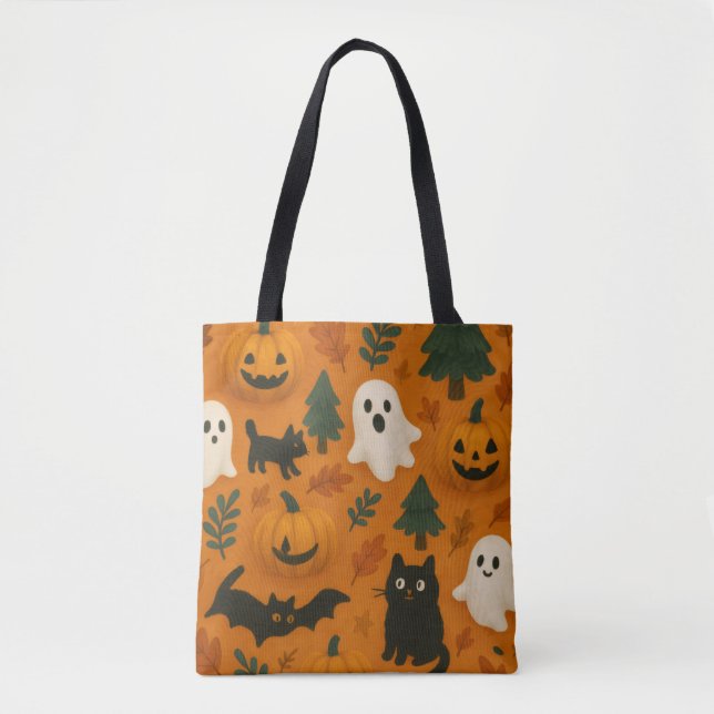 Tote Bag Ghosts et Citrouilles mignons | Couverture en pola (Devant)