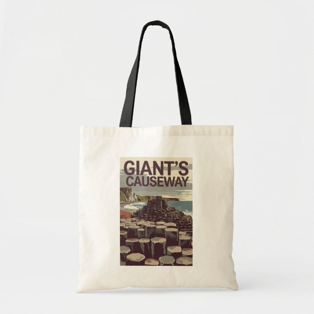 Tote Bag Giant's Causeway Irlande Illustration Travel Art (Devant)