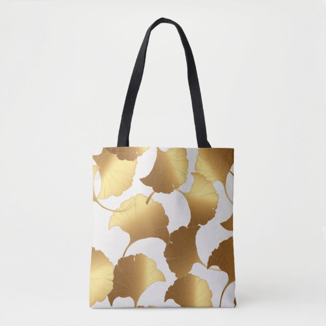 Tote Bag Ginkgo Gold : Design Vintage de luxe. (Devant)