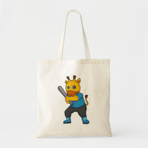 Tote Bag Girafe au baseball avec batte de baseball