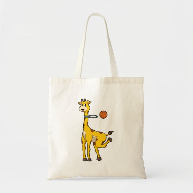 Tote Bag Girafe au basket-ball avec cerceau de basket-ball (Devant)