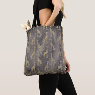 Tote Bag Girafe de Glitterie sur Gray brillant