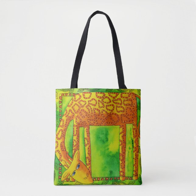 Tote Bag Giraffe aquarelle à motif (Devant)