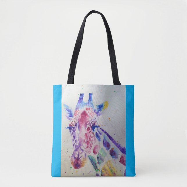 Tote Bag Giraffe Aquarelle Peinture Amoureux des animaux Sa (Devant)