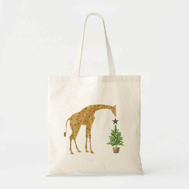 Tote Bag Giraffe Arbre de Noël (Devant)