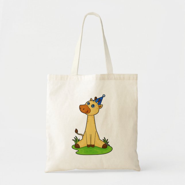Tote Bag Giraffe avec casquette de fête (Devant)
