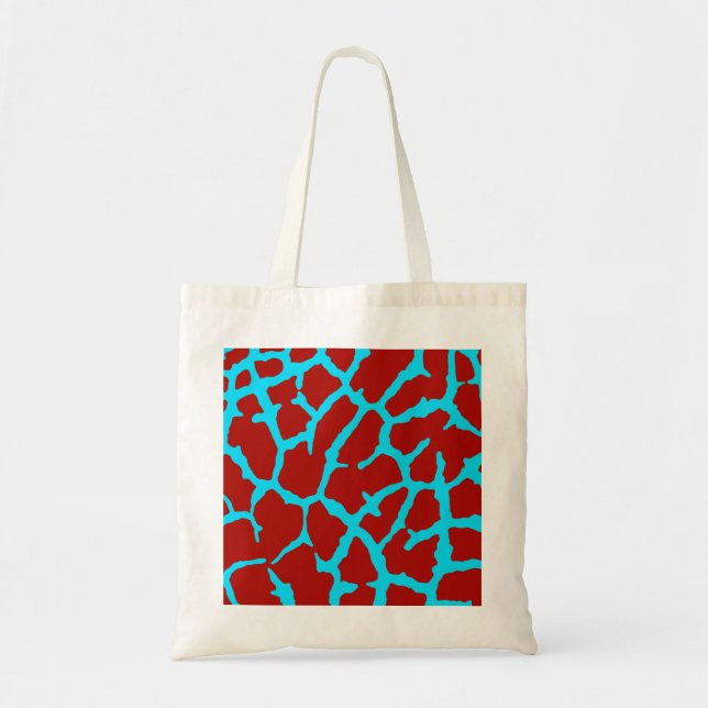 Tote Bag Giraffe Imprimé Rouge Cyan (Devant)