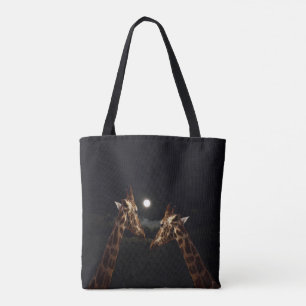 Tote Bag Giraffe Love In the Moonlight