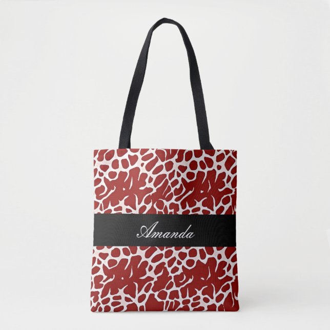 Tote Bag Giraffe noire et blanche unique Nom du Motif d'imp (Devant)