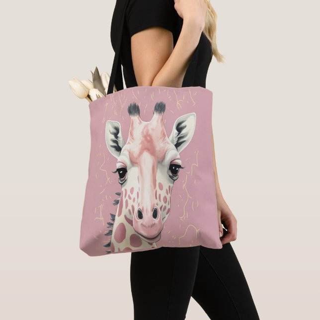Tote Bag Giraffe rose (De près)