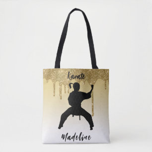 Tote Bag Girls Karate Stance Gold Parties scintillant Drip