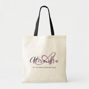 Tote Bag Girly Chic Lavander Élégant Nom de script Monogram