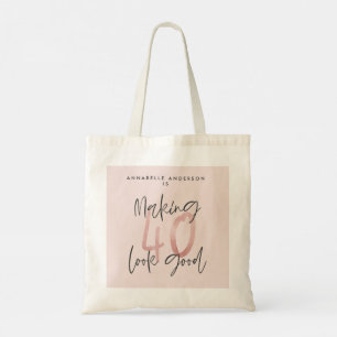 Tote Bag Girly pink glitter modern stylish 40th birthday 