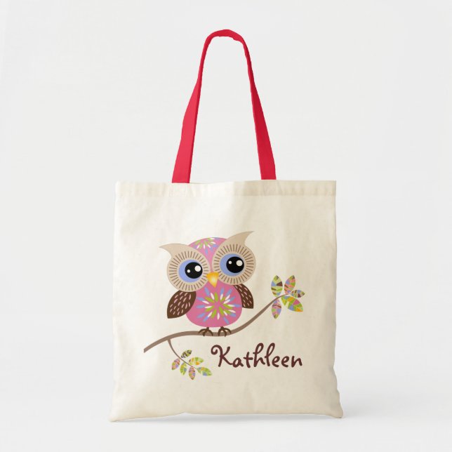 Tote Bag Girly Pink Owl Budget Fourre-tout (Devant)