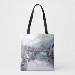 Tote Bag Glace et neige   Pont rouge en hiver, Japon
