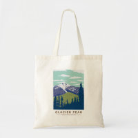 Glacier Peak Washington Travel Art Vintage
